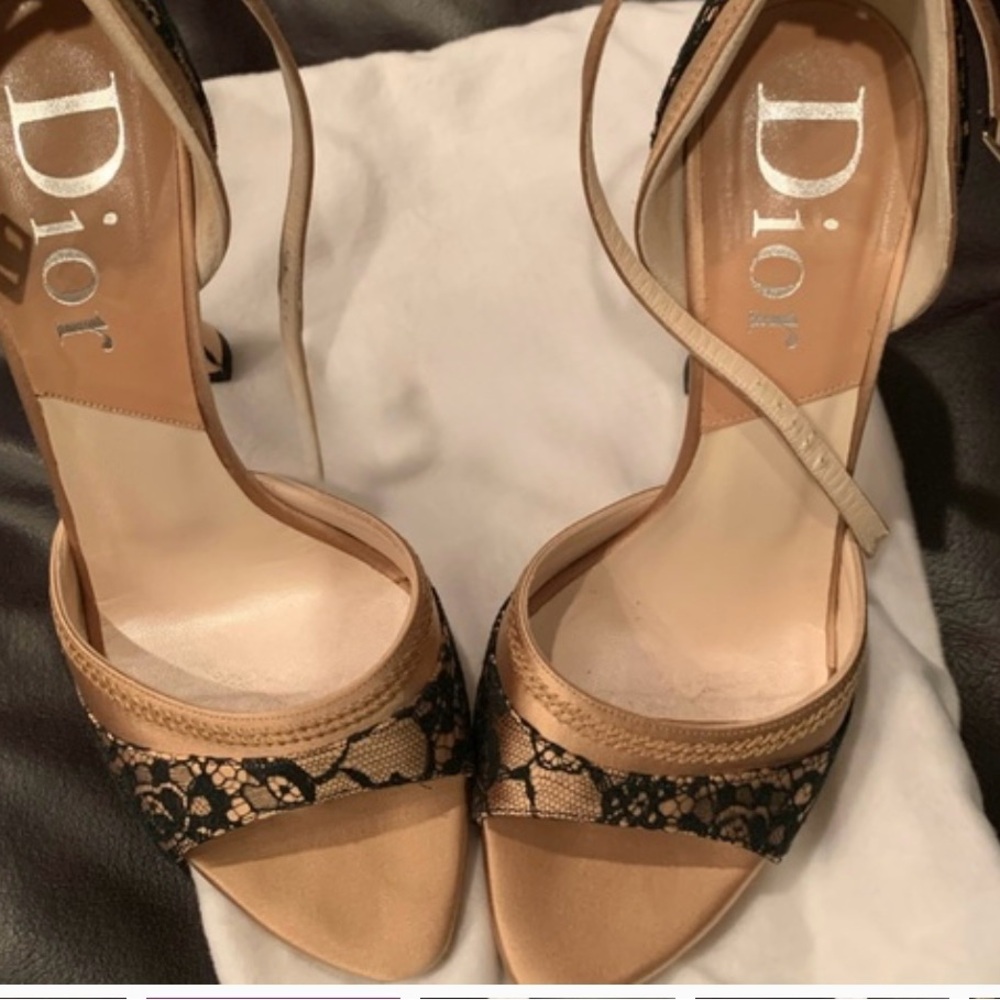 Dior Black Lace and Tan Heels